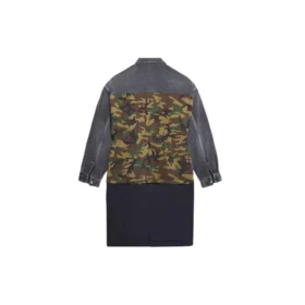 3-lags patchwork-kåpe i knelengde «Green Blue» 659092TKL142840