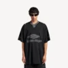 3b fotball-T-skjorte med V-hals for menn, oversized, i svart/antracitt