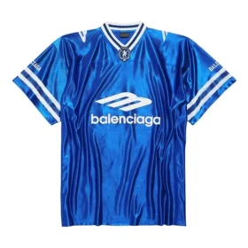 3B Fotball-trøye med V-hals, glanset jersey, oversized «Royal Blue White» 857113TTVQ74701