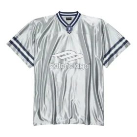 3B Fotball-trøye med V-hals, glanset, oversized «Grey White» 857113TTVQ71461