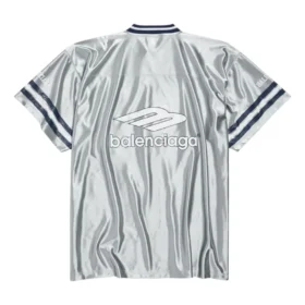 3B Fotball-trøye med V-hals, glanset, oversized «Grey White» 857113TTVQ71461