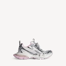 3XL gel-sneaker med gjennomsiktig såle for kvinner i hvitt/rosa/svart