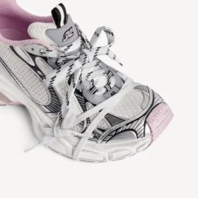 3XL gel-sneaker med gjennomsiktig såle for kvinner i hvitt/rosa/svart