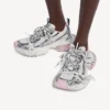 3XL gel-sneaker med gjennomsiktig såle for kvinner i hvitt/rosa/svart