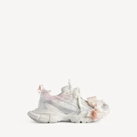3XL-sneaker med snøring for kvinner i hvitt/lyserosa