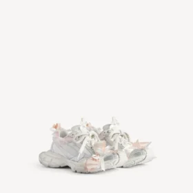3XL-sneaker med snøring for kvinner i hvitt/lyserosa