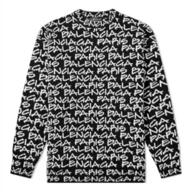 All Over Balenciaga Paris Intarsia-genser «Black White» 599826T31701070