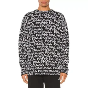 All Over Balenciaga Paris Intarsia-genser «Black White» 599826T31701070