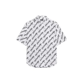 Allover Scribble-skjorte med korte ermer «White Black» 681702TLLJ49040