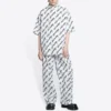 Allover Scribble-skjorte med korte ermer «White Black» 681702TLLJ49040