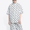 Allover Scribble-skjorte med korte ermer «White Black» 681702TLLJ49040