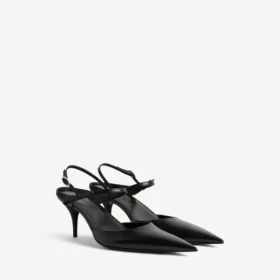 Avenue-slingback med sløyfe for kvinner i svart/sølv