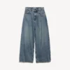 Baggy-jeans for kvinner med lav skritt i skitten vintageblå