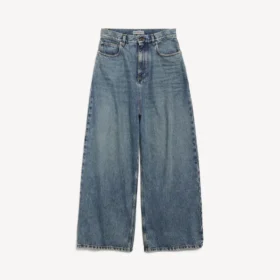 Baggy-jeans for kvinner med lav skritt i skitten vintageblå