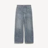 Baggy jeans for menn med denim-søm i mørkeblått