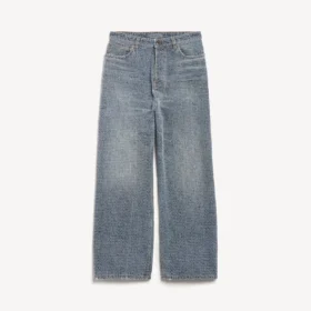 Baggy jeans for menn med denim-søm i mørkeblått
