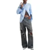 Baggy-jeans med lappede lommer «Blue» 751111TDW143359