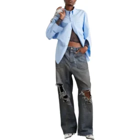Baggy-jeans med lappede lommer «Blue» 751111TDW143359