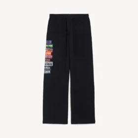 Baggy joggebukse for menn med «Bumper Stickers»-motiv i svart