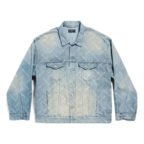 Bal Diagonal Allover Oversized-jakker «Light Blue Japanese Ring Denim» 773616TPW534868