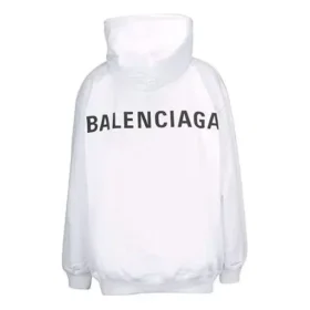 Balenciaga Back Alphabet-hettegenser for menn, langermet, hvit 556113TAV379000