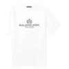 Balenciaga BB Paris-trykk, rund hals, korte ermer, retro-versjon, hvit, for menn 594579TGV609000