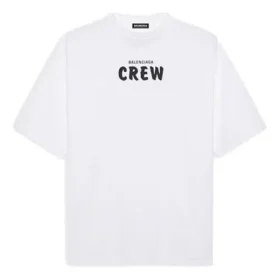 Balenciaga Crew-trøye for menn med alfabet-trykk, kort ermet, hvit 620969TIV749040