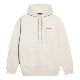 Balenciaga-fleece med lange ermer for menn, kremhvit 600583TJVA89055