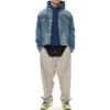 Balenciaga-fleecejakke for menn, løs passform, med hette og lange ermer, blå 570811TJV854866