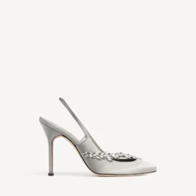 Balenciaga for kvinner | Manolo Blahnik-slingback i grå «plume»