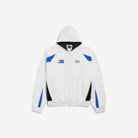 Balenciaga for menn | NBA-samarbeid: oversized hettegenser med glidelås i hvitt/flerfarget