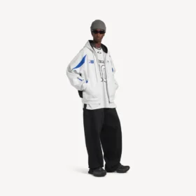 Balenciaga for menn | NBA-samarbeid: oversized hettegenser med glidelås i hvitt/flerfarget