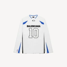 Balenciaga for menn | NBA-samarbeid: Oversized langermet T-skjorte i hvitt/flerfarget Balenciaga for menn | NBA-samarbeid: Oversized langermet T-skjorte i hvitt/flerfarget