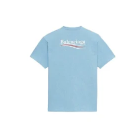 Balenciaga for menn, Political Campaign-utgave, rund hals, korte ermer, blå 570803TBV425840 Balenciaga for menn, Political Campaign-utgave, rund hals, korte ermer, blå 570803TBV425840