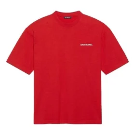 Balenciaga for menn, stor logo, retro, kort ermet, rød 612966TIVG56540 Balenciaga for menn, stor logo, retro, kort ermet, rød 612966TIVG56540