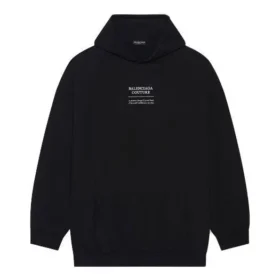 Balenciaga FW21 Boxy Loose med hette og lange ermer for menn, svart 651799TJV910107