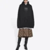 Balenciaga FW21 Boxy Loose med hette og lange ermer for menn, svart 651799TJV910107