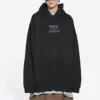 Balenciaga FW21 Boxy Loose med hette og lange ermer for menn, svart 651799TJV910107