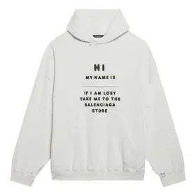 Balenciaga FW21 for menn «Hi My Name Is» med alfabetmønster, langermet, hvit 651799TKVF29081