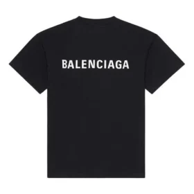 Balenciaga FW21 for menn, logo-trykk, retro, kort ermet, svart 612966TIVG51070 Balenciaga FW21 for menn, logo-trykk, retro, kort ermet, svart 612966TIVG51070