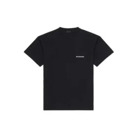 Balenciaga FW21 for menn, logo-trykk, retro, kort ermet, svart 612966TIVG51070 Balenciaga FW21 for menn, logo-trykk, retro, kort ermet, svart 612966TIVG51070