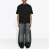 Balenciaga FW21 for menn, logo-trykk, retro, kort ermet, svart 612966TIVG51070