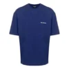 Balenciaga FW21-logo-genser med rund hals og korte ermer for menn, blå 612966TIVG53967