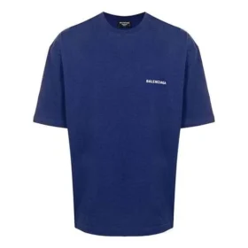 Balenciaga FW21-logo-genser med rund hals og korte ermer for menn, blå 612966TIVG53967 Balenciaga FW21-logo-genser med rund hals og korte ermer for menn, blå 612966TIVG53967