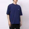 Balenciaga FW21-logo-genser med rund hals og korte ermer for menn, blå 612966TIVG53967