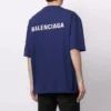Balenciaga FW21-logo-genser med rund hals og korte ermer for menn, blå 612966TIVG53967