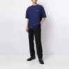 Balenciaga FW21-logo-genser med rund hals og korte ermer for menn, blå 612966TIVG53967