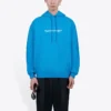 Balenciaga FW21-logo-hettegenser med lange ermer for menn, blå 570811TIV557560
