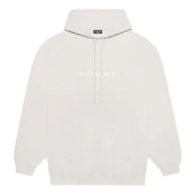 Balenciaga FW21-logo med alfabet-trykk, hette og lange ermer for menn, kremhvit 570811TIV552970