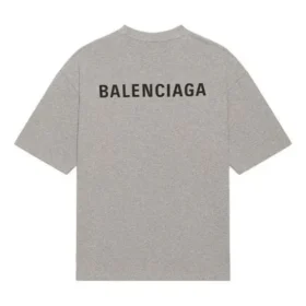 Balenciaga FW21-logo-trykk, retro, kort ermet, grå, for menn 612966TIVG51167 Balenciaga FW21-logo-trykk, retro, kort ermet, grå, for menn 612966TIVG51167